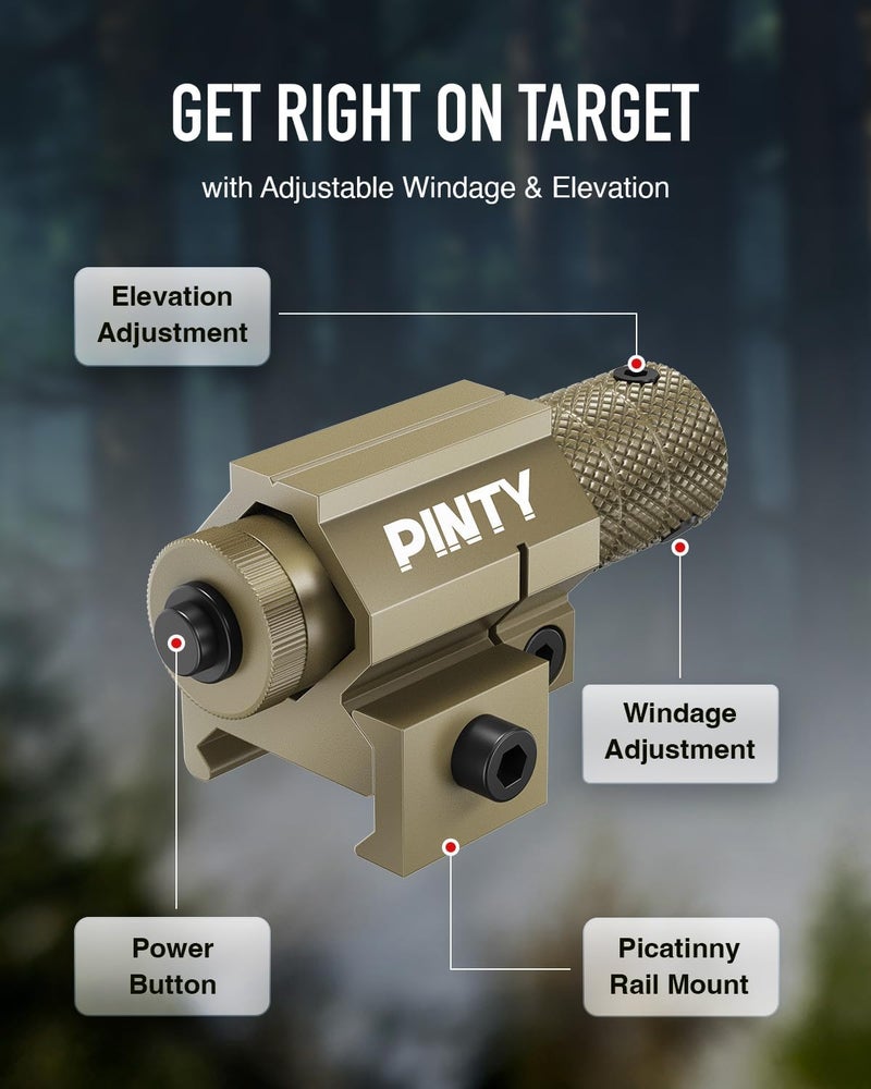 Pinty Compact Tactical Red Laser Sight with Picatinny Mount Alan Wrenches for Hunting - Easy and Bright, Flat Dark Earth - Image 4